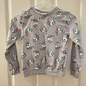 H&M Unicorn Lightweight Sweatshirt Gray Girls Size 6-8